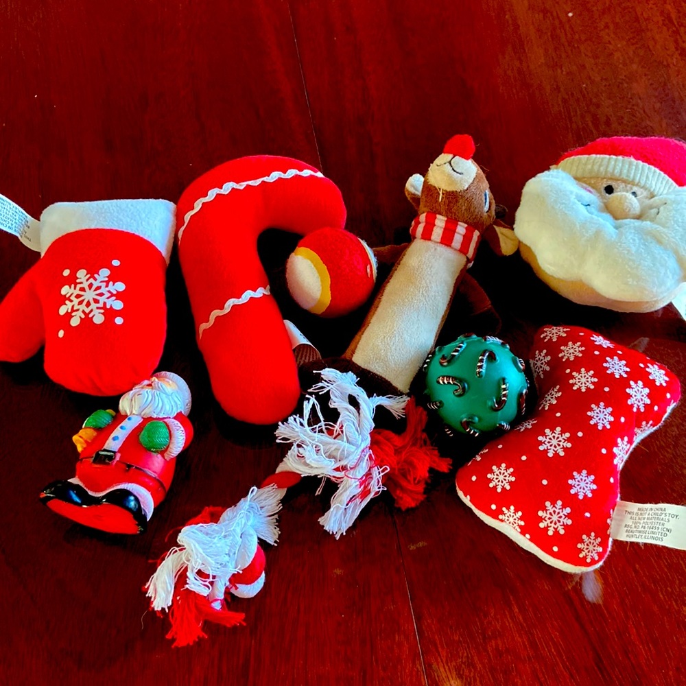 Bundle of Christmas dog toys- 9 toys